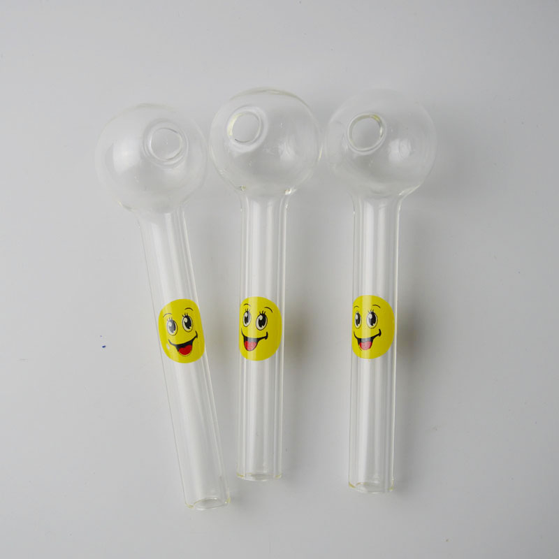

Pyrex Glass Pipe Clear 4 inch Oil Burner Dry Herbs Thick Glass Oil Burner Tube Oil Burning Pipe Smoking Pipe Smile Pattern Tobacco Hand Pipes