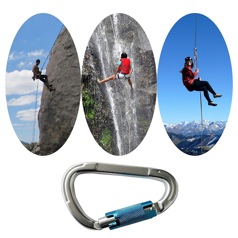 

automatic locking 25kn aluminum carabiner rock climbing designer robe camping d-shaped buckle yoga hammock camping hiking outdoor sports