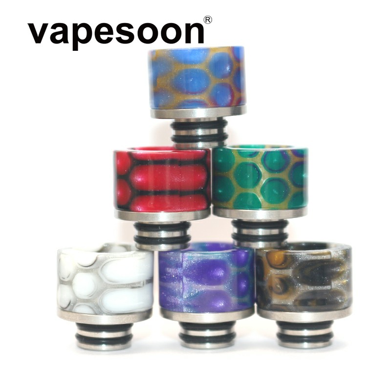 

VapeSoon Newest 510 SS + Resin Hybrid Drip Tip Snake Style For TFV8 Baby TFV12 BABY PRINCE etc Acrylic Package DHL Free