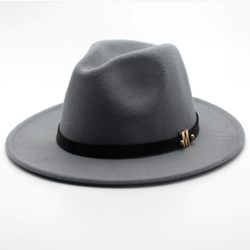 RYTEJFES Haut Chapeau r/étro Britannique Chapeau de Panama pour Femmes en Feutre de Laine avec Bord Large et Boucle de Ceinture Chapeau Fedora pour Femme