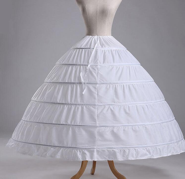

High Quality Ball Gown 6 Hoops Petticoat Wedding Slip Crinoline Bridal Underskirt Layes Slip 6 Hoop Skirt Crinoline For Quinceanera Dress, White