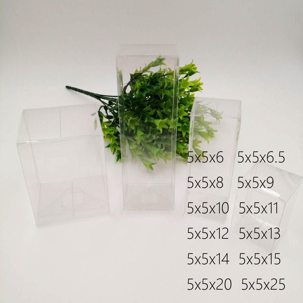 

50pcs 5x5xH Pvc Plastic Box Storage Transparent Boxes Jewelry Gift Box Wedding/Christmas/Candy/Party For Gift Packing Boxes Diy