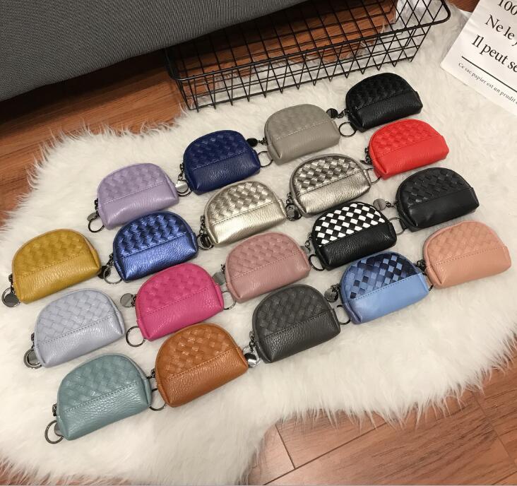 

DHL 200pcs Women PU Weave Printing Shell Zipper Coin Purses mix color