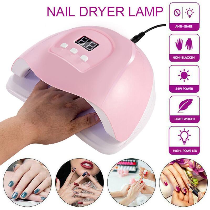 

Nail Dryer 54W LED UV Nail Gel Curing Lamp Light Fast Curing Gel UV Lamp quickly dry household Manicure Art Tool#0511, Pink