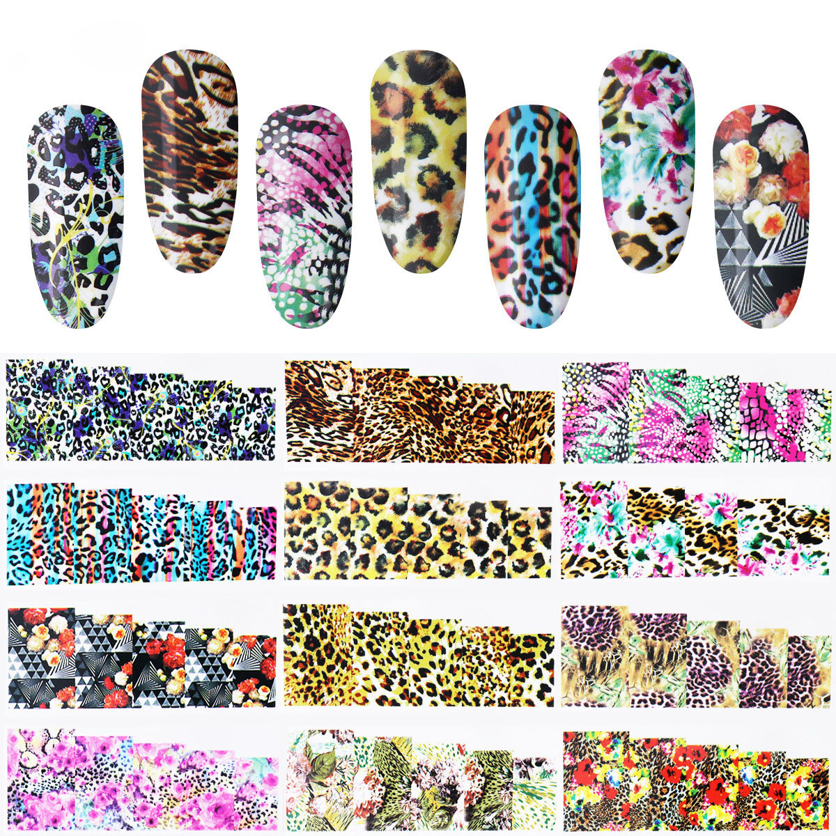 Zouyesan Livraison Gratuite 2018 Autocollant Autocollant En Filigrane Autocollant 12 PCS Léopard Ongles Art Bijoux Appliques couleur
