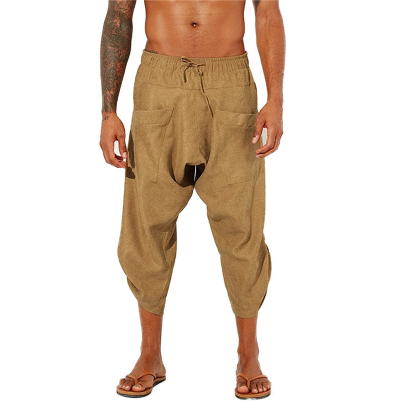

2020 Men Harem Pants Hip Hop Streetwear Casual Cotton Ankle-Length Trousers Man Jogger Loose Pants Baggy Large Size 2XL Summer, Black