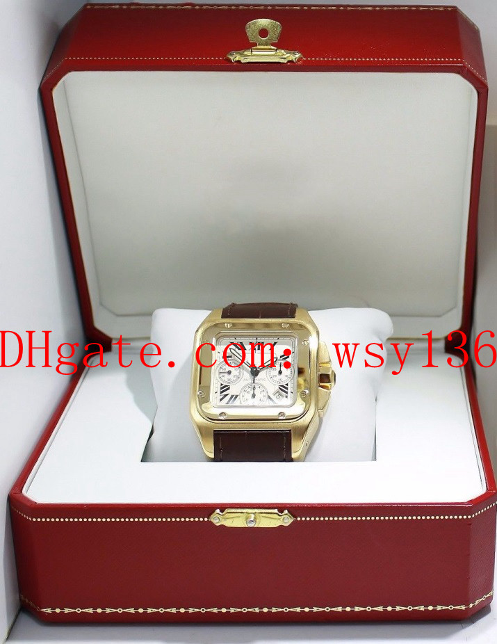 

High Quality XL w20096y1 18K Yellow Gold Automatic Machinery Mens Wrist Watches Leather Men's Watches Original Box, White