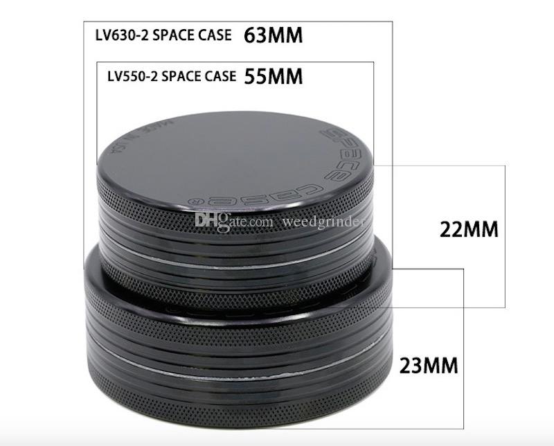 

55mm/63mm 2laye Space Case tobacco grinder for smoking aluminum CNC metal herb grinder free shipping