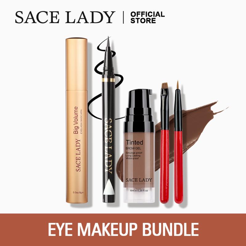 

SACE LADY Eye makeup set Waterproof Lengthening Mascara Lasting Eye Liner Pencil 6 Colors Henna Eyebrow Gel Tint with Brush