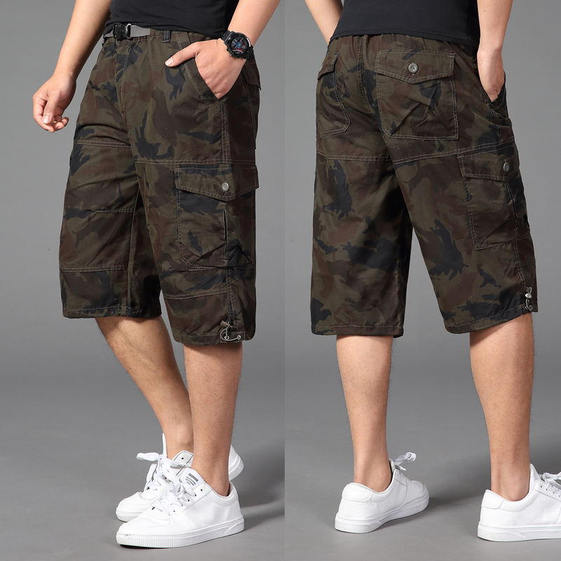 

Summer Plus size 32-44 46 48 50 men cotton Calf-Length Pants male baggy camouflage hip hop large Harem pants for 150 kg, Black
