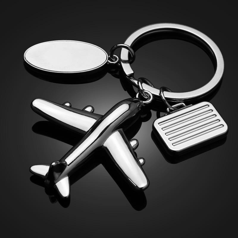 100pcs /Lot New Zinc Alloy Airplane Keychains Metal Plane Keyrings for Airline Gifts Custom Logo US Free Shipping By Dhl