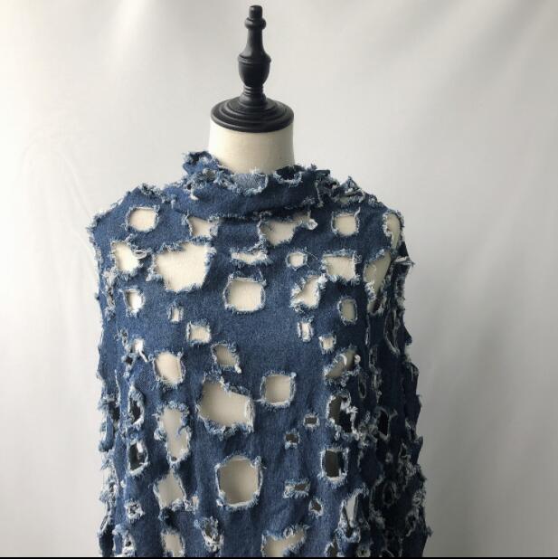 

Blue hollow-out perspective hollow denim fabric diy textiles patchwork cotton fabric wedding tweed mannequin fabric telas por metro C578