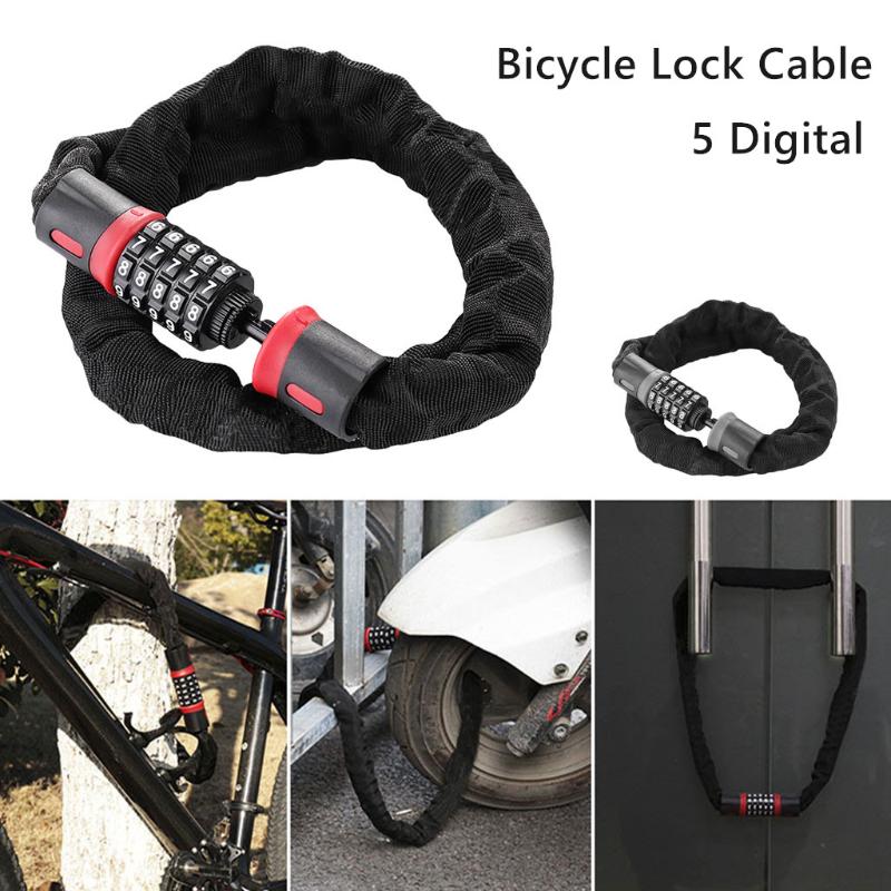 

motorbicycle Bicycle Circle cable lock Five-digit password Heavy Duty Bike Combination Chain Padlock 120cm fence gate ladder