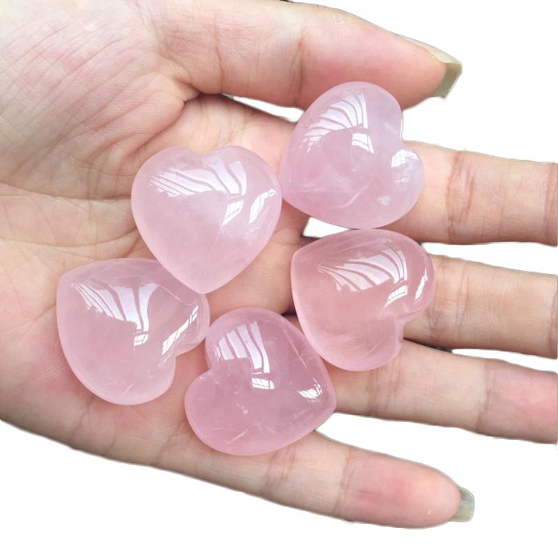 

Natural Rose Quartz Heart Shaped Pink Crystal Carved Palm Love Healing Gemstone Lover Gife Stone Crystal Heart Gems