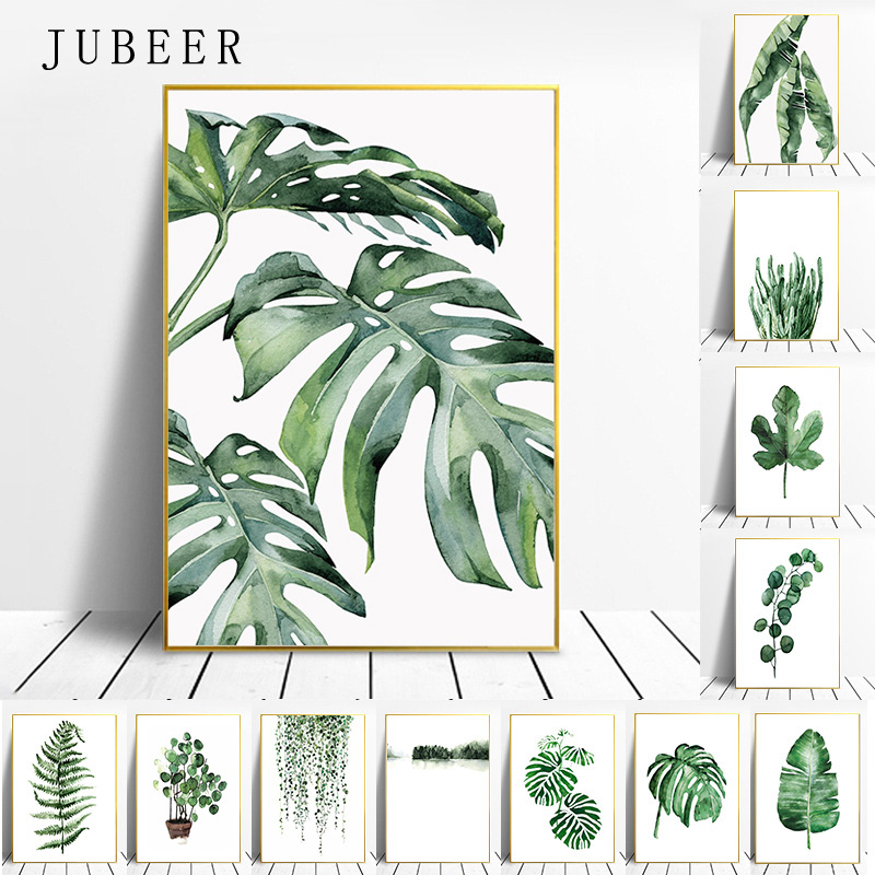 

Scandinavian Style Tropical Plants Poster Green Leaves Decorative Picture Modern Wall Art Paintings for Living Room Home Decor