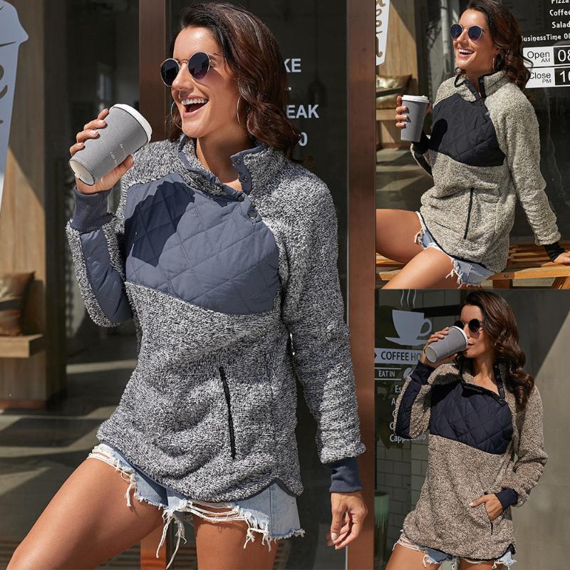 

Shiying autumn and winter wool pullover high collar with no side opening on both sides pocket pullover large size women' coat, Black