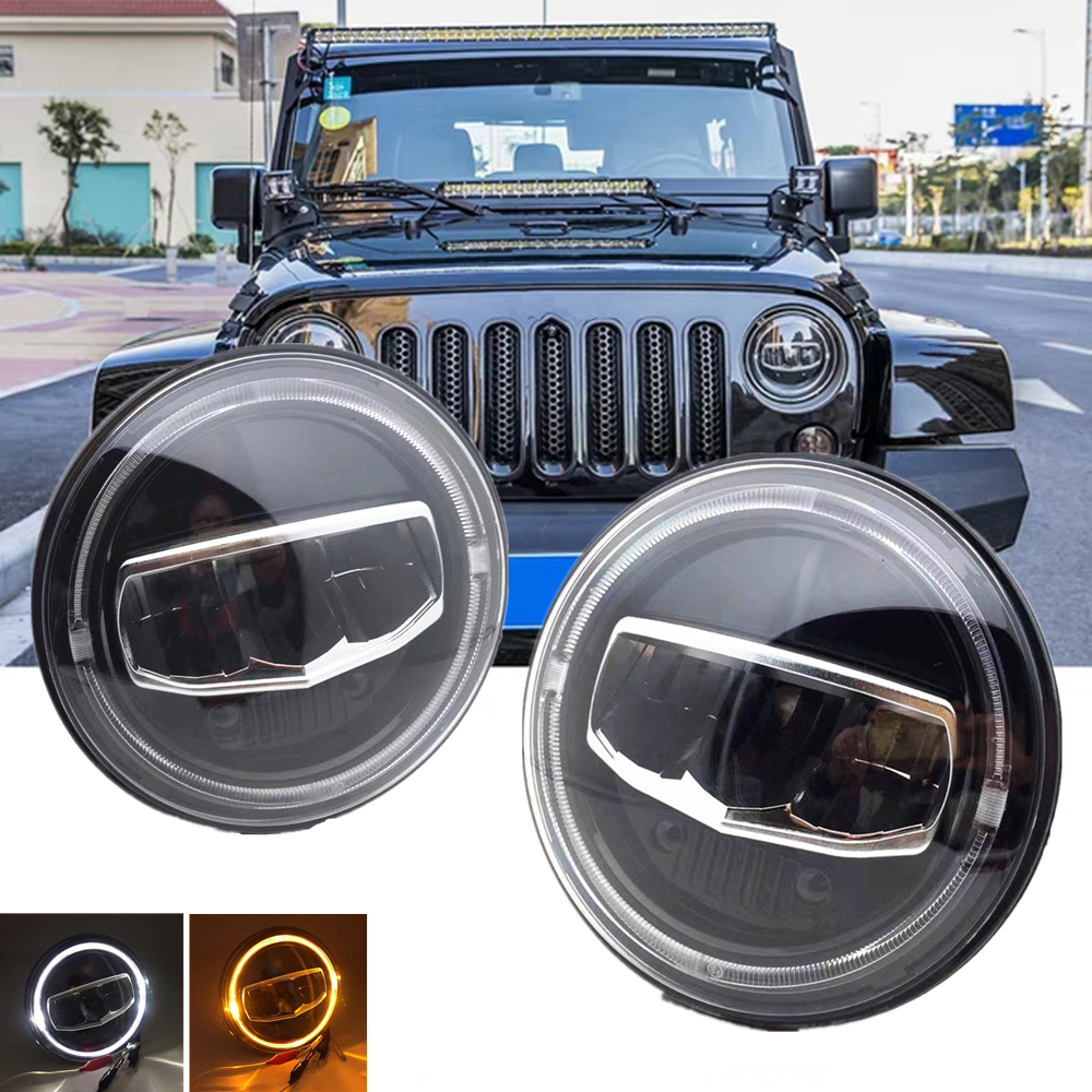 

New Car LED 7 Inch Round Headlight DRL Turn Signal Halo Headlights For Jeep Wrangler JK TJ CJ Hummer Lada Niva 4X4 Headlamps