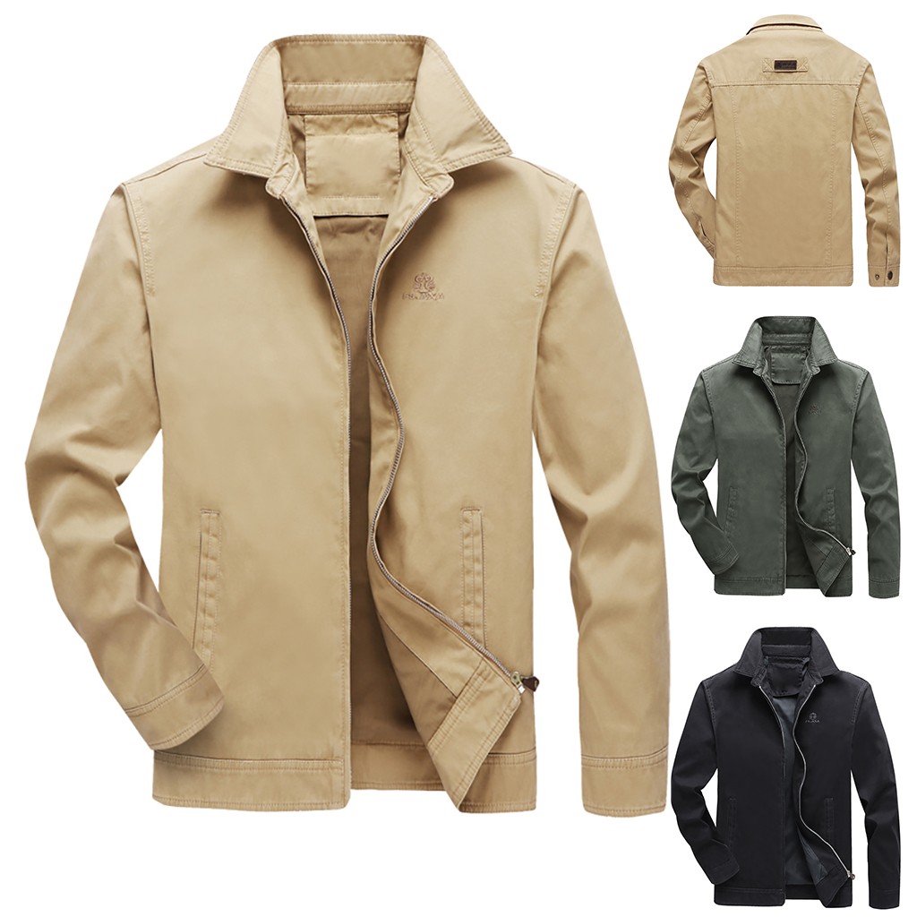 

Dropshipping Casual Tops Plus Size Fashion Men's Autumn Winter Casual Outwear Pure Color Zipper Breathable Jacket Coat wo man, Blue