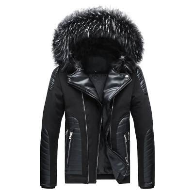 

Mens Designer Jackets Youth Fur Collar Detachable Hooded Jacket Mens Plus Size Cotton Clothing Contrast Color Coat for Boys 2020 Hot Sale, Black