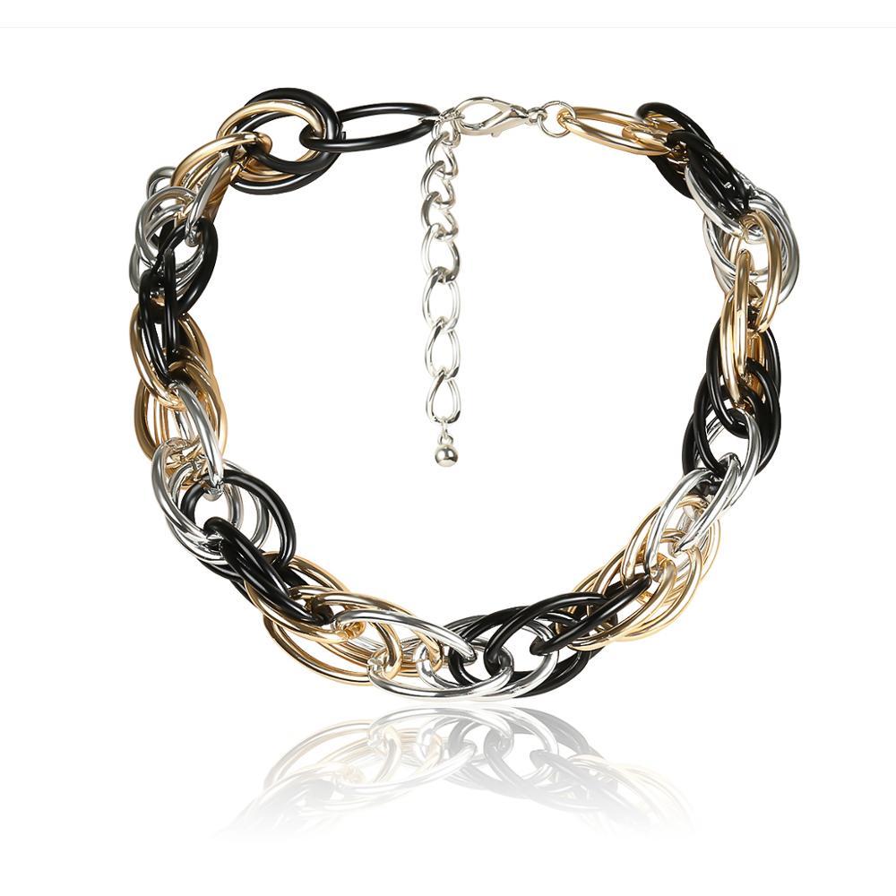 

Punk Hip Hop Curb Cuban Twisted Choker Necklace Vintage Mix Color Chunky Thick Collar Necklace For Women Men Jewelry