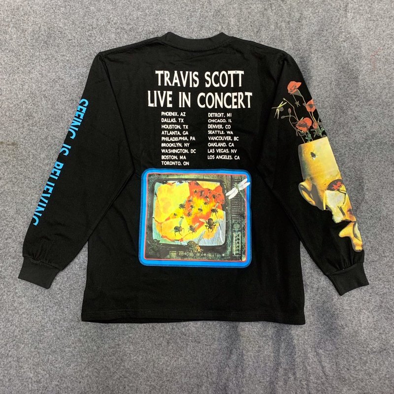 

NEW Travis Scot-shirt Cactus Jack Seeing is Believing Long Sleeve Cactus Jack Tee Men Women ASTROWORLD TRAVIS SCOt-shirts, Black