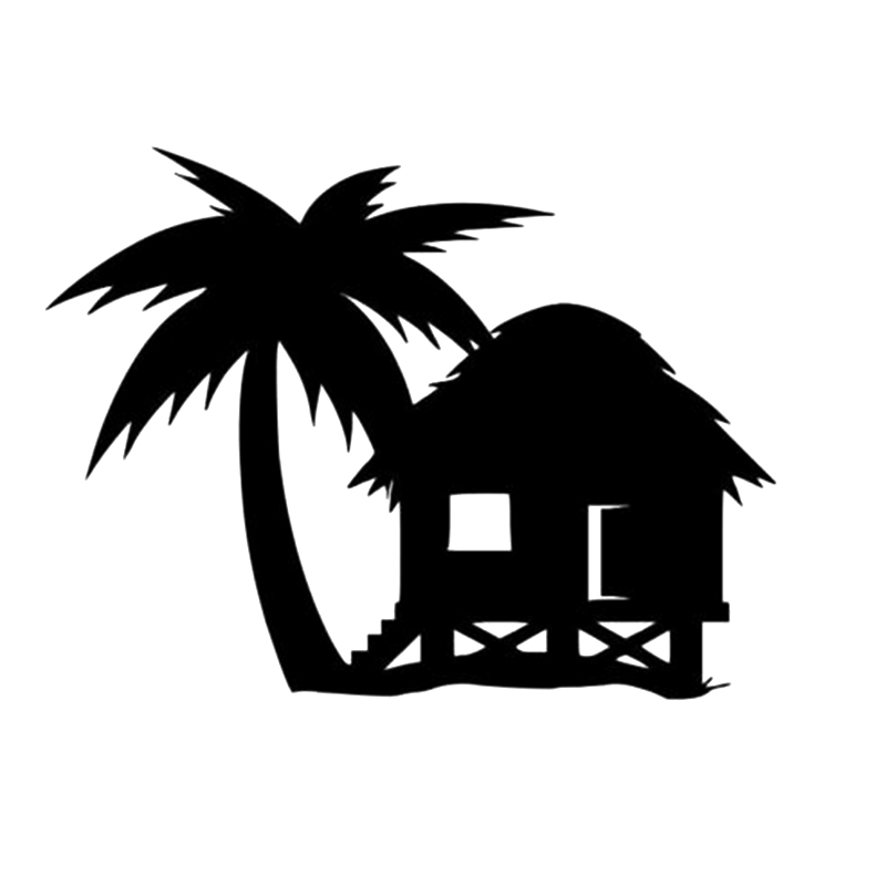 

16*12cm Die Cut Vinyl Decal Beach Hut Tropical Island Funny Car Window Bumper Novelty JDM Drift Vinyl Decal Sticker, Color