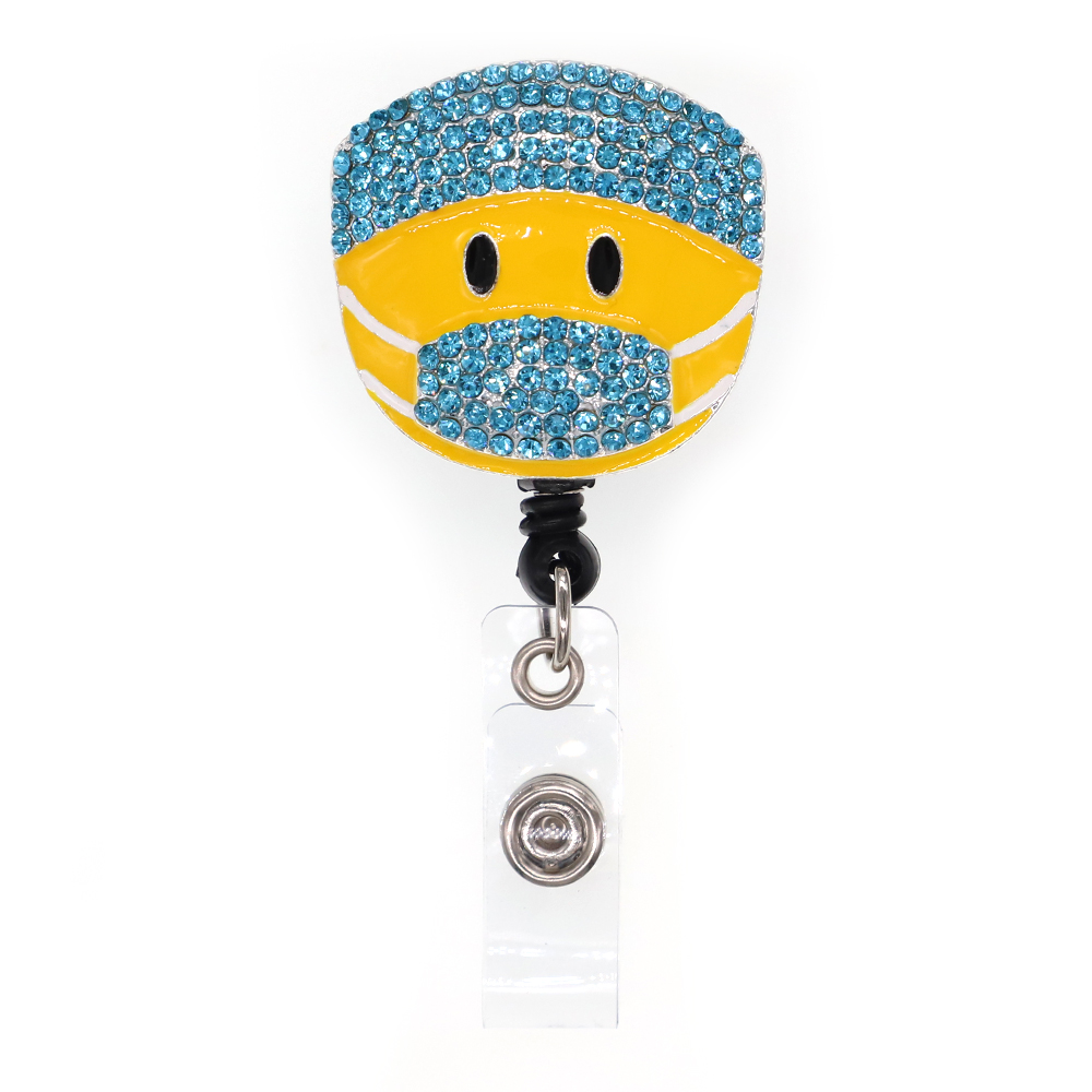 

10pcs/lot Cute Key Rings Rhinestone Nurse Medical Doctor with Mask Retractable Badge Holder Alligator Clip Name Badge Reel
