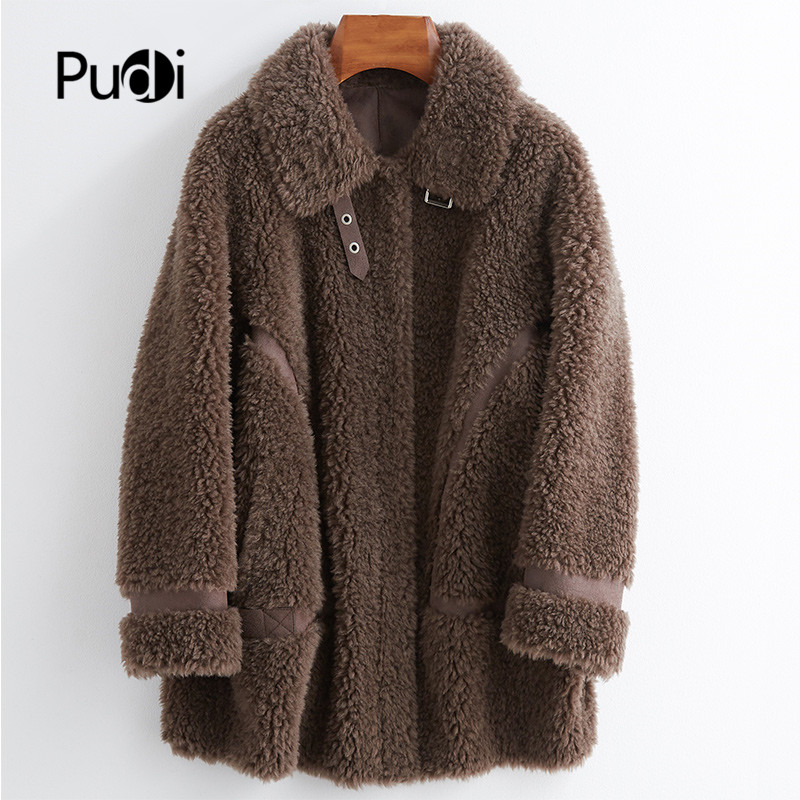 

Aorice women winter real wool fur coat jacket female girl sheep shearing coats lady Long jacket over size parkas CT025, Blue