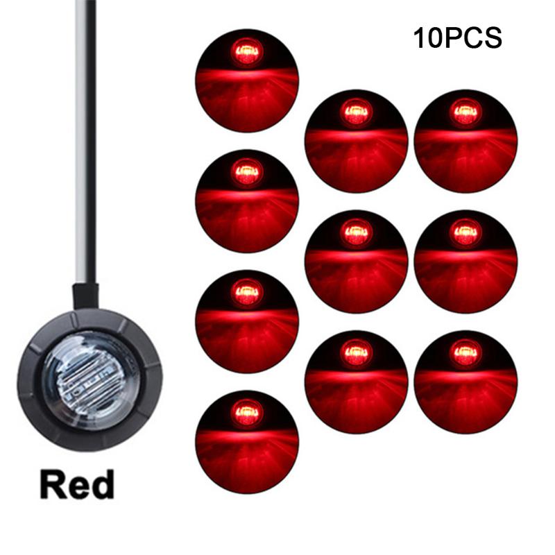 

10Pcs Waterproof 3LED 3/4" Round Trailer Side Marker Lights Yellow White Red For Trucks Clearance Lights Truck Turn Signal Lamp, As pic