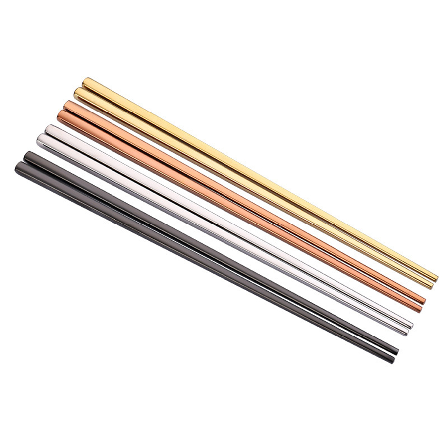 

Square Chopsticks Stainless Steel Titanium Gold Sushi Hashi Colorful Chopsticks Reusable Durable Eco Friendly Tableware JK2007XB