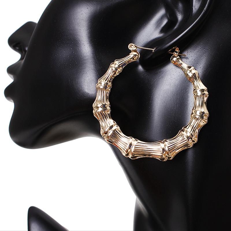 

1Pair Punk Large Circle Wedding Hoop Earring for Women Men Jewelry Hyperbole Statement Bamboo Style Earrings E225