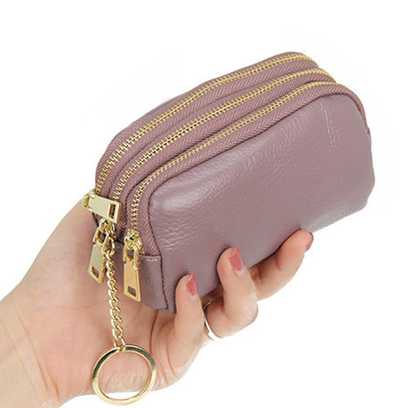 

Women Leather Wallet 3 Layers Zipper Large Capacity Pouch Card Coin Key Holder Purse O66, Army green