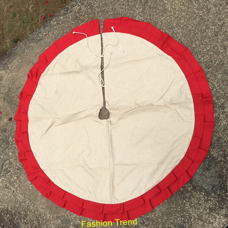 

5pcs hot selling Christmas tree skirt 2019 indoor decoration 4 styles mixed 48inch good quality burlap ruffle X-mas tree skirt