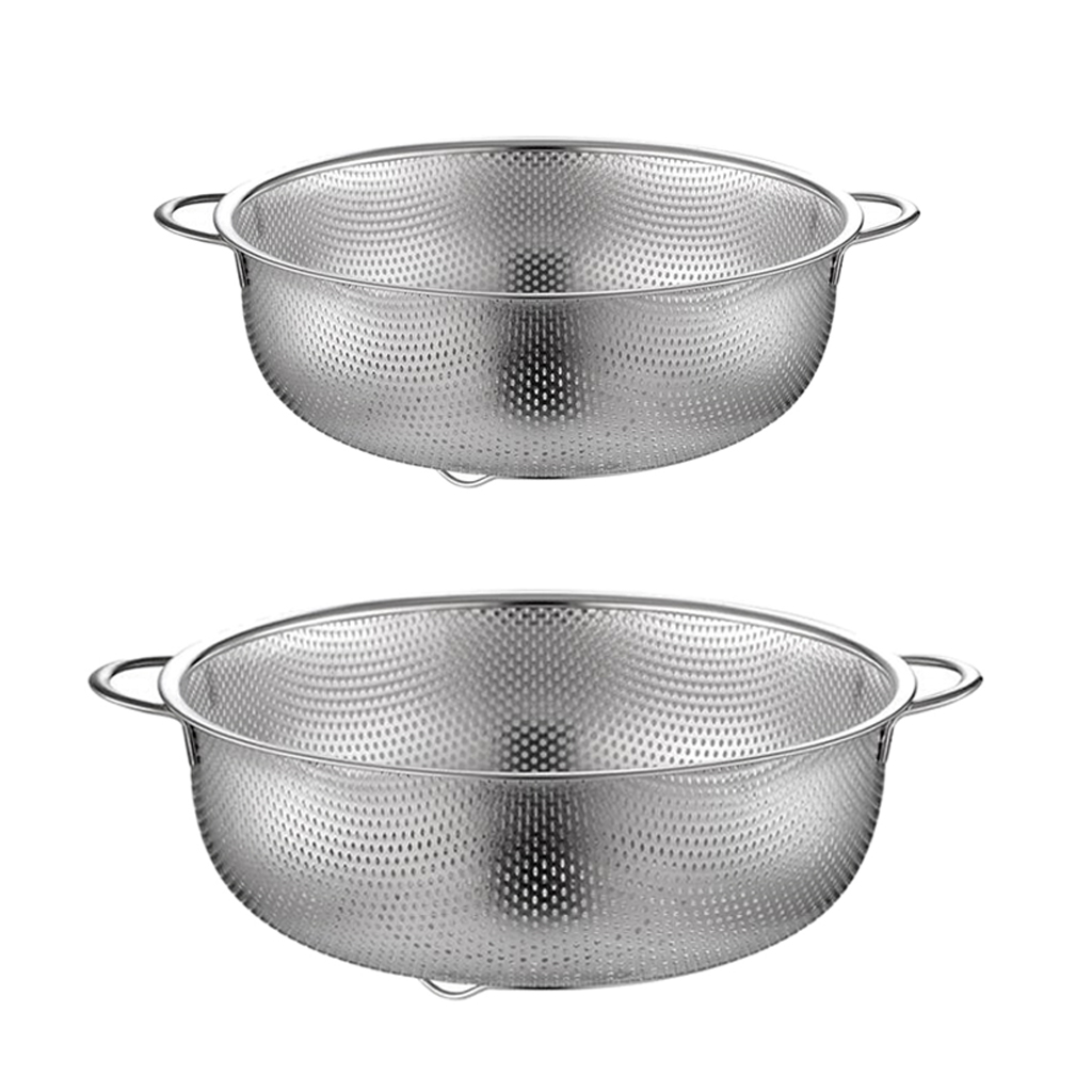 

2 pieces stainless steel fine mesh colander rice sieve kitchen storage