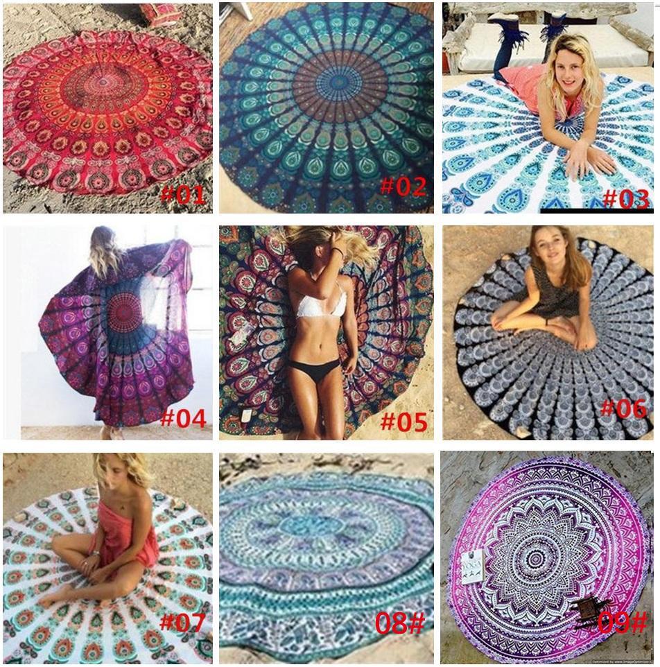 

New Bohemian Indian Round Mandala Tapestry Wall Hanging Hippie Boho Beach Throw Towel Yoga Mat Hippy Gypsy Tablecloth Decor b680, Mixed color