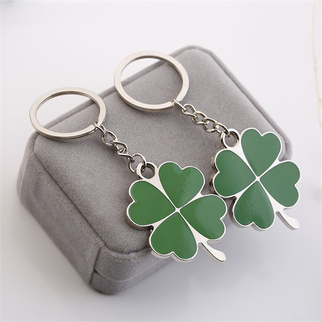 

Four Leaf Clover Keychain Stainless Steel Key Ring Lucky Car Key Chain Creative Fashion Holder Bag Pendant Charm Key Jewelry, Slivery;golden