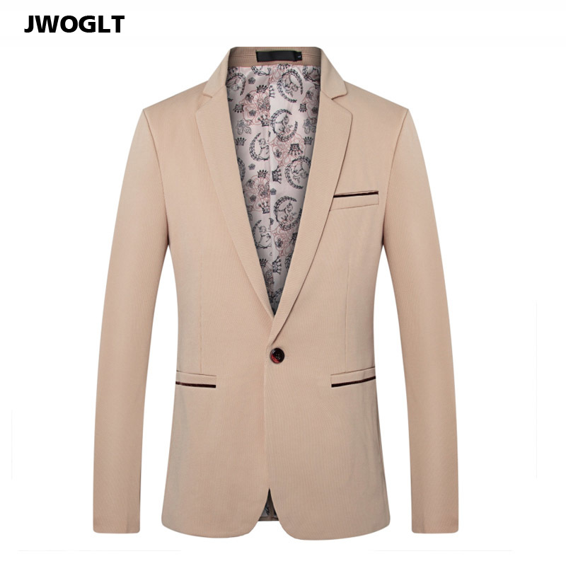 

Spring Autumn Korean Fashion Men Blazer Casual Single Button Slim Fit Black Khaki Sky Blue Suit Jacket Male Asian Size 4XL 5XL