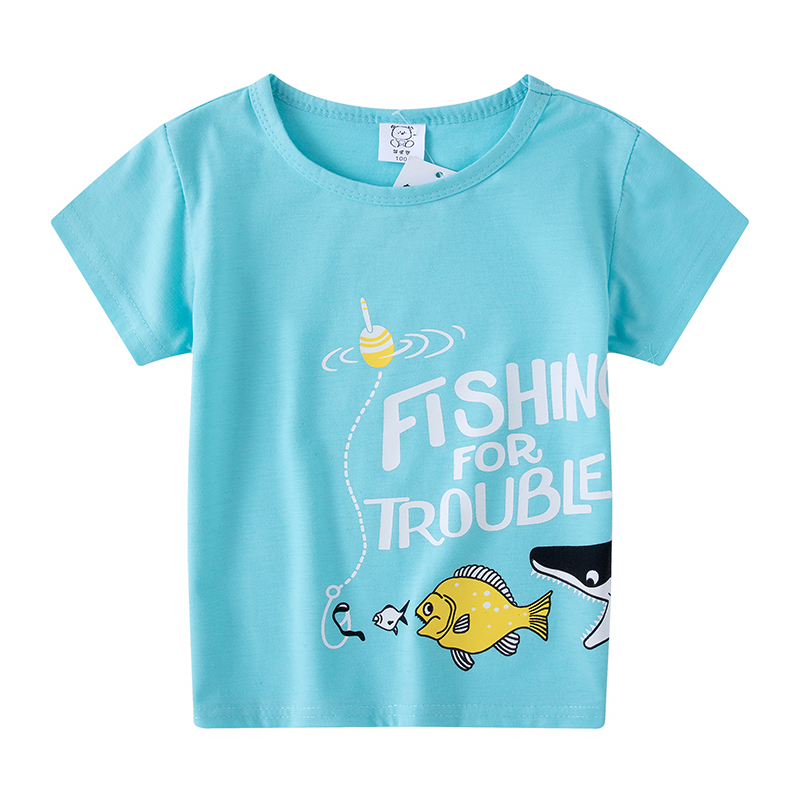 

New short sleeve shirts Summer Boys Girls Animal style cotton pink blue Family Matching Outfits, Model 26