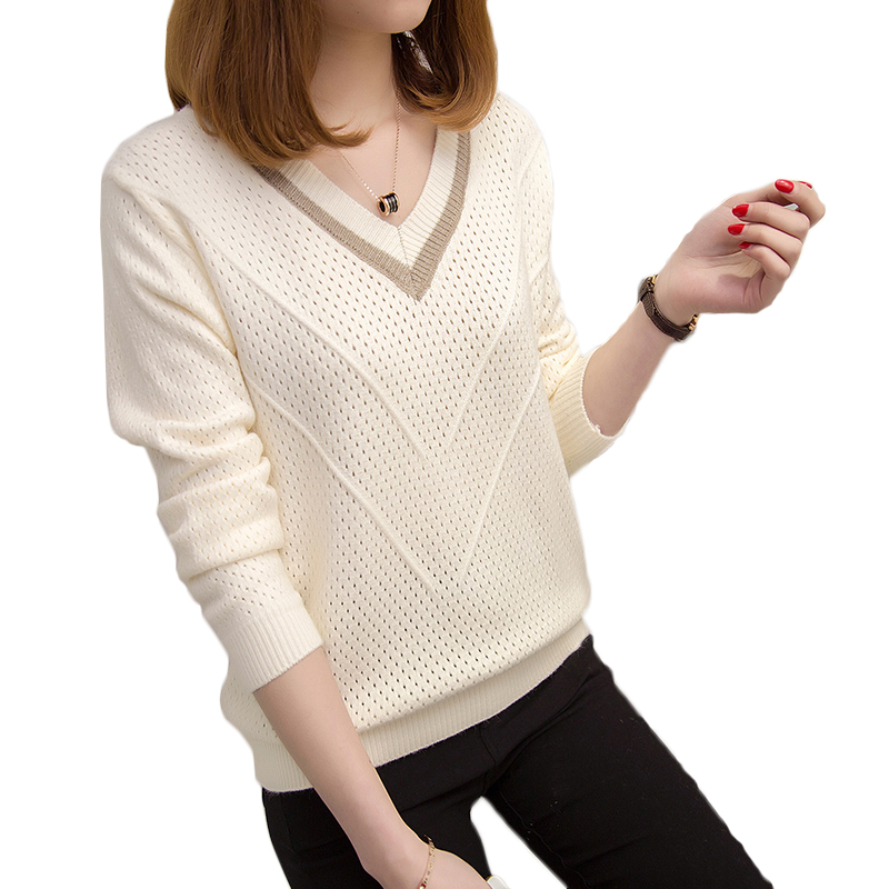 2020 Pull d'hiver d'automne Femmes pulants pulls chauds creux Femmes Pouleuse en tricot lâche Femelle V-Col à collier Small Fres