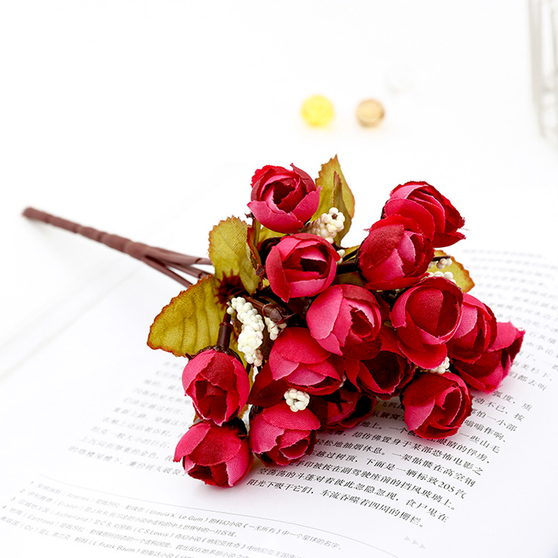 

12pcs/lot Artificial Flower 2CM Silk Spring Rose Bride Bouquet Home Wedding Decor Scrapbooking DIY Supplies, F23