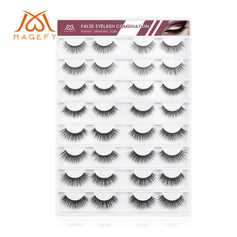 

Hot sale 16 pairs chemical fiber false eyelashes soft and long thick natural curling eyelashes Popular False Lashes Makeup 4 types DHL ship