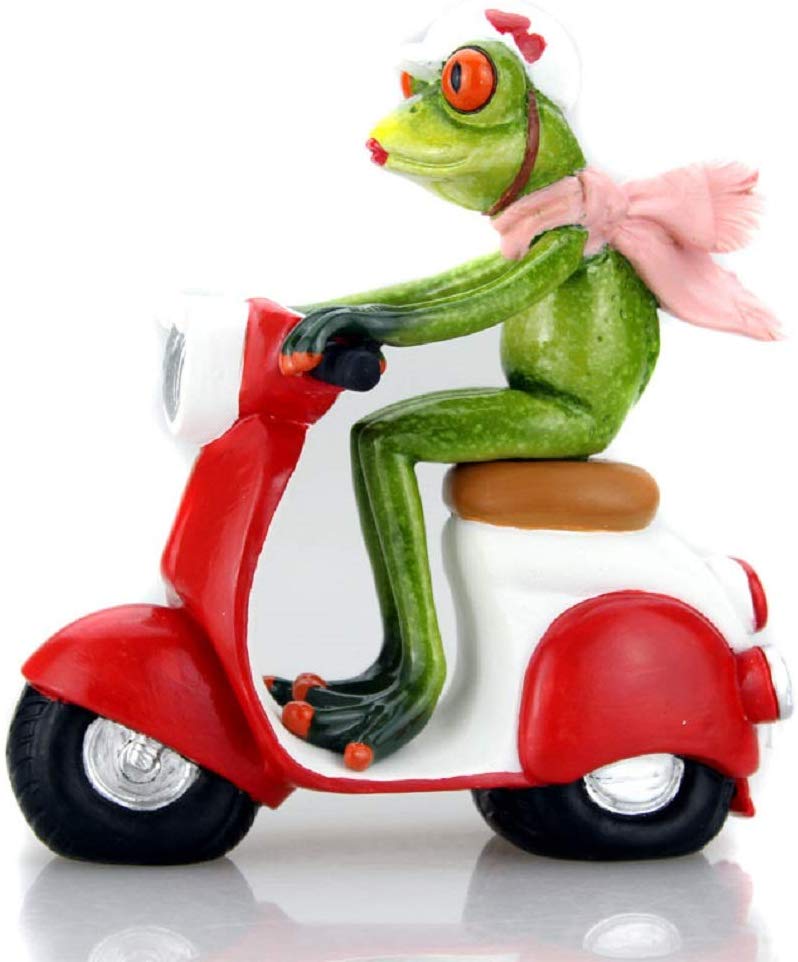

Creative Cute Green Frog Sculpture,Moto Lady Frog Figures Statues,Fine Collectible Figurines