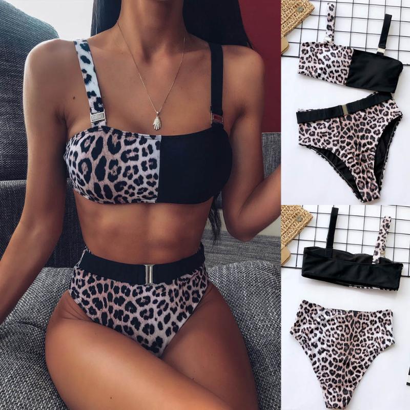 

High Waist Clothes Lingerie Women Leopard Biquini Set Padded Push-up Bra High Waist Panties Bathing Suits Underwear Women, Black