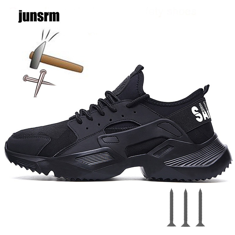 

New -46 Lightweight safety shoes men steel toe Anti-crush Anti-piercing breathable wear-resistance work shoes Excellent grip, Large mesh