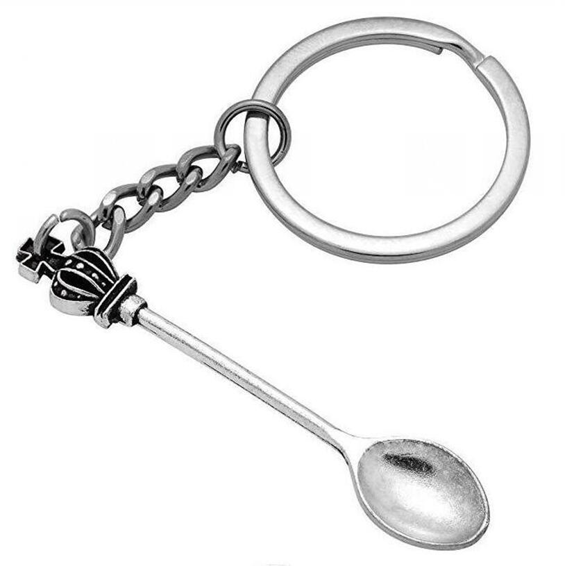 

Snuff Wonderland Crown Inspired Mini Tea Spoon Snuff Key Chains Crown Tea Spoon Keychain Personality Creative Jewelry 683, Slivery;golden