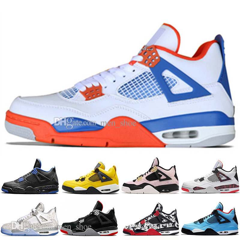 

With Box Boys 2019 Newest Bred 4 4s What The Cactus Jack Laser Wings Mens Basketball Shoes Eminem Pale Citron Men Sports Designer Sneakers, #03