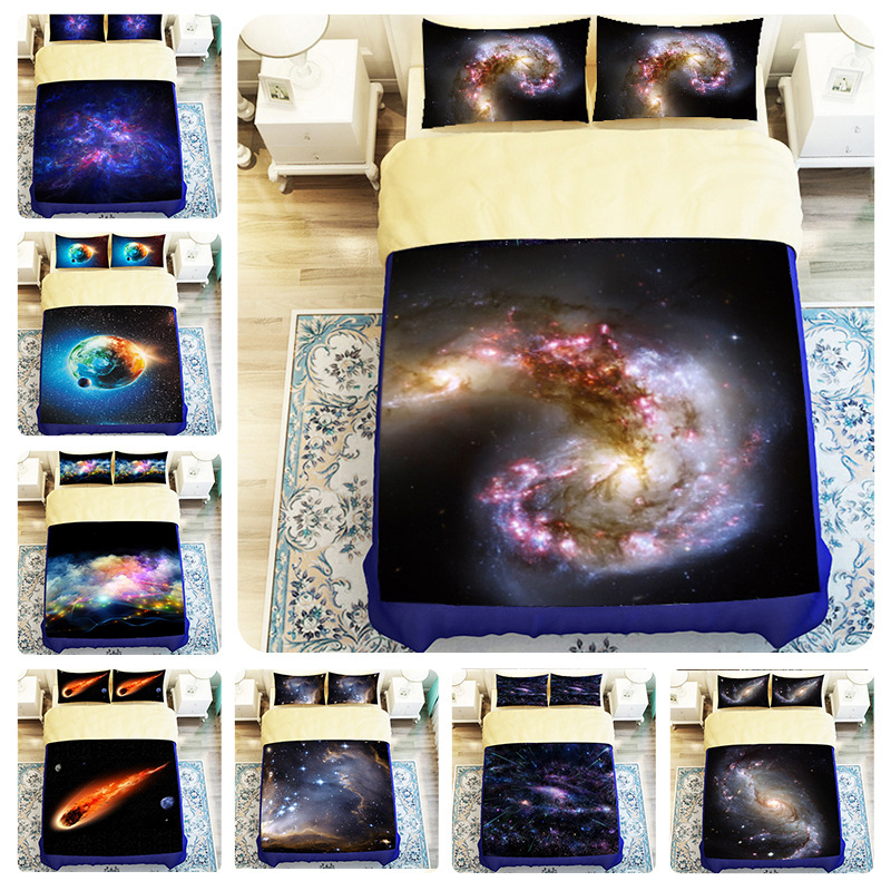 

3D - selling home spinning xingyun star four - piece quilt cover bedding, White