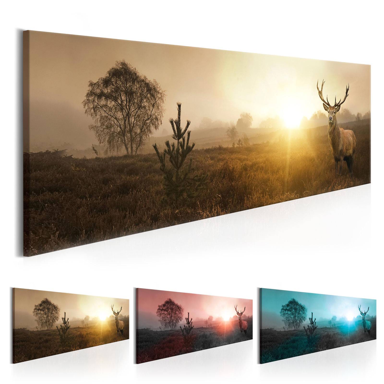 Modern Scenery the Elk in the Sunset, Canvas Print Wall Art Modern Home Decoration, Choose Color &amp; Size(Multicolor)No Frame-image-448989136