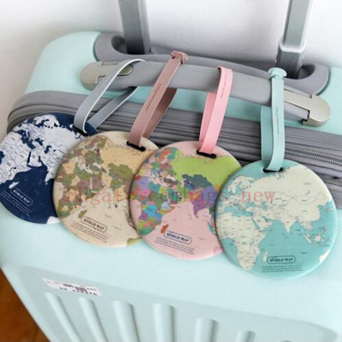 

travel accessories luggage tag creative casual map silica gel suitcase id address holder baggage boarding tag portable label free