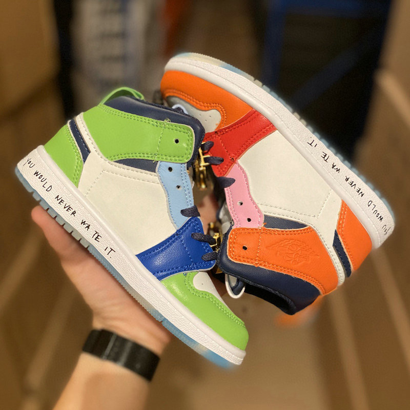 

Baby Kids Fearless Melody Ehsani What the Mandarin Duck 1 Mid Milan Black White Children Basketball Shoes 1s Youth Boys Girls Sport Sneakers, 07